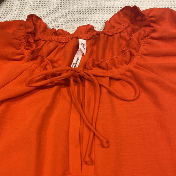 NY Collection Orange Peasant Top With Ruffled Sleeves, Size 3X, EUC - Picture 10 of 10